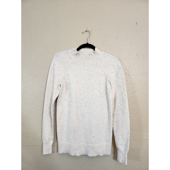 LOFT Women's White Multicolor Speckled Long Sleeve Mock Neck Sweater Size XS - Picture 1 of 7